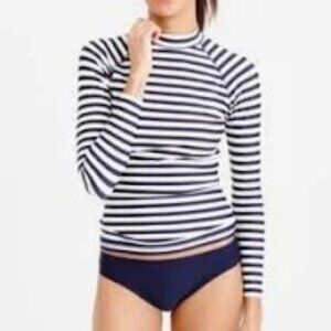 J. CREW Long Sleeve Classic Navy Blue Stripe Rash Guard | SZ M